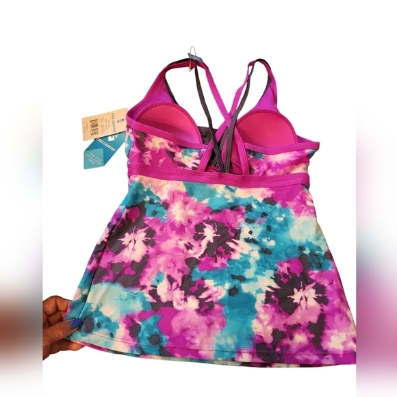 NWT Free Country TikiTieDye Sporty Tankini Small berry and slate colors - Picture 14 of 15